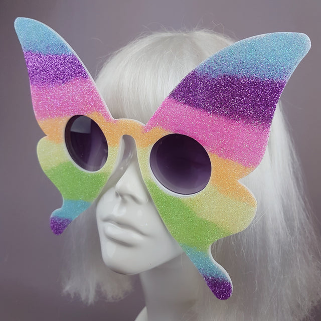 "Transformation" Rainbow Glitter Butterfly Sunglasses
