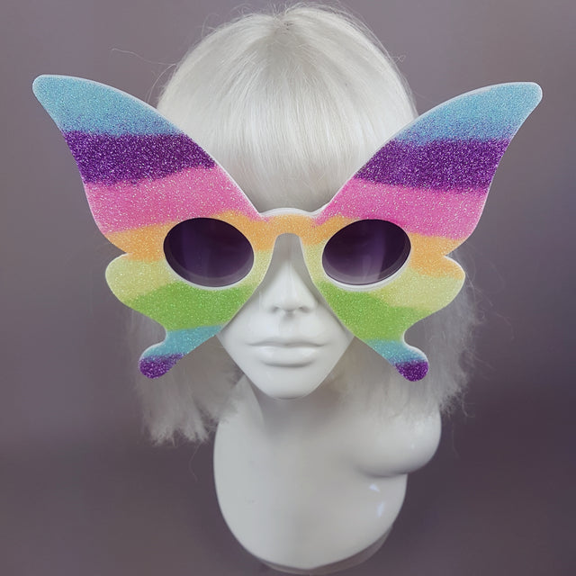 "Transformation" Rainbow Glitter Butterfly Sunglasses