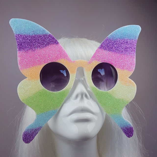 "Transformation" Rainbow Glitter Butterfly Sunglasses