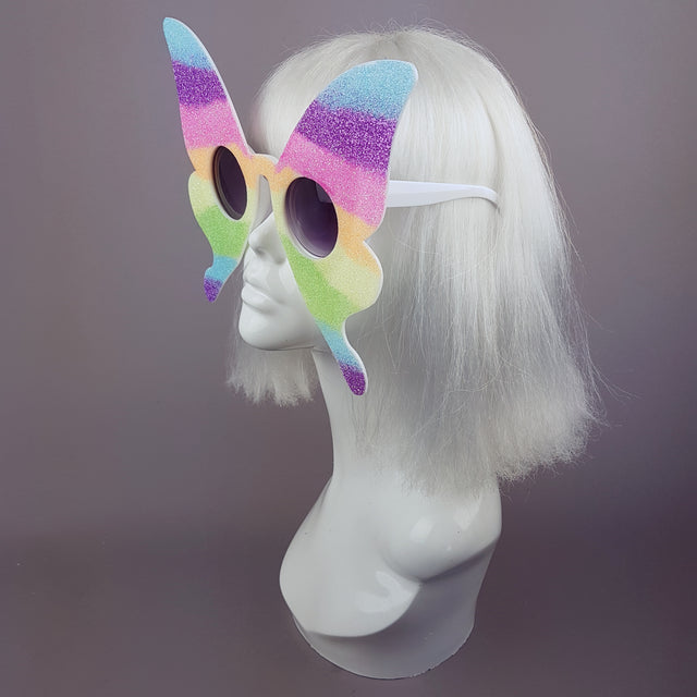 "Transformation" Rainbow Glitter Butterfly Sunglasses