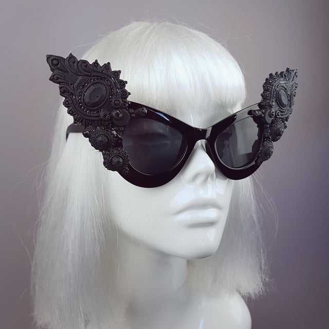 "Daemon" Black Gothic Filigree Sunglasses