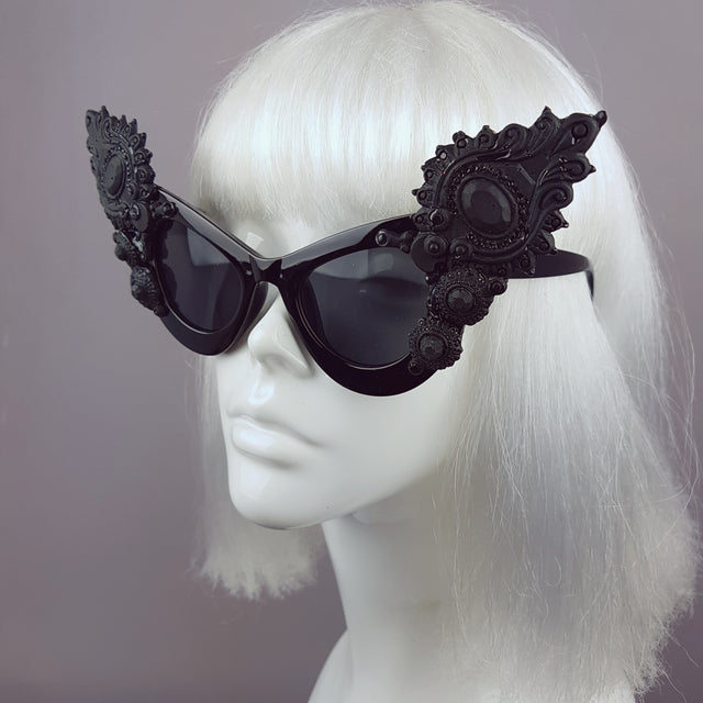 "Daemon" Black Gothic Filigree Sunglasses