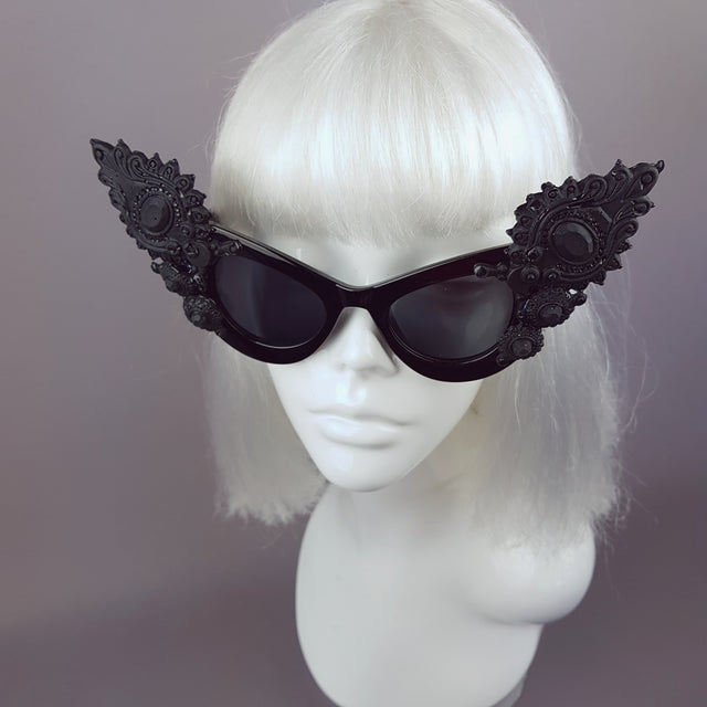 "Daemon" Black Gothic Filigree Sunglasses