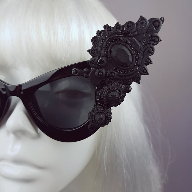 "Daemon" Black Gothic Filigree Sunglasses