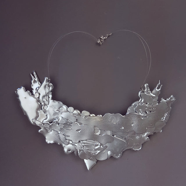 "Daeva" Wing & Unicorn Silver Filigree Neckpiece