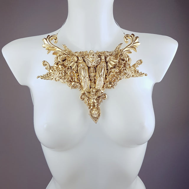 "2 Virgins" Gold Filigree Statement Neckpiece
