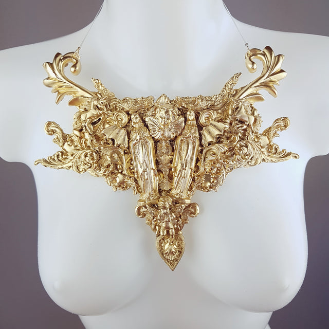 "2 Virgins" Gold Filigree Statement Neckpiece