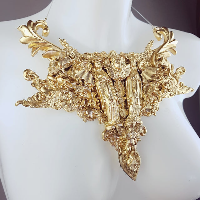 "2 Virgins" Gold Filigree Statement Neckpiece