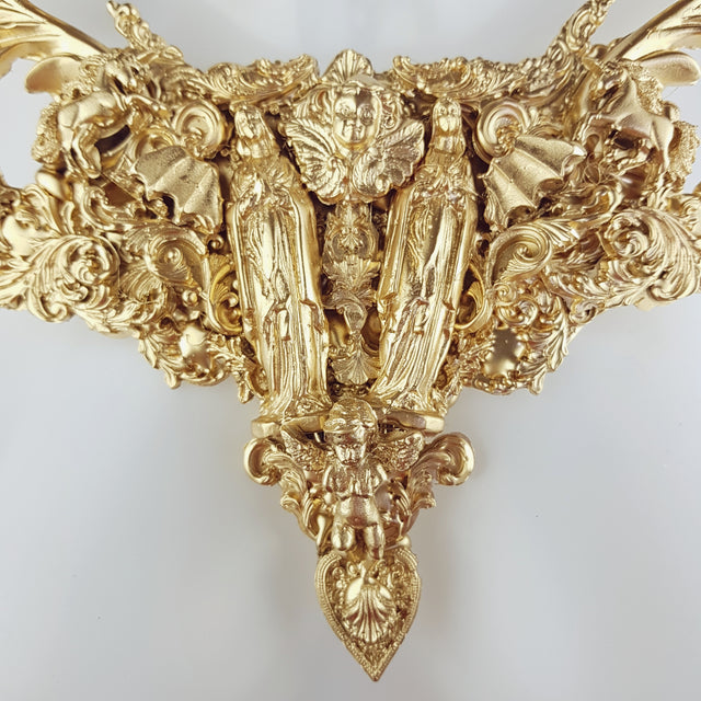 "2 Virgins" Gold Filigree Statement Neckpiece