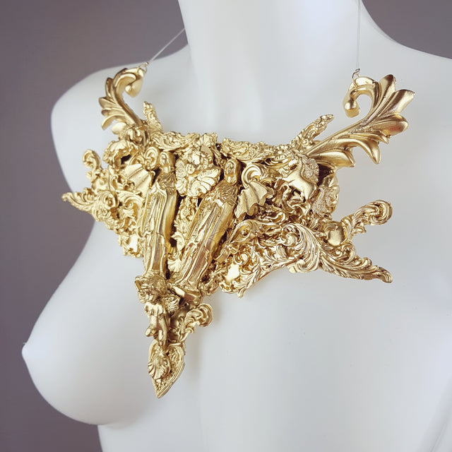 "2 Virgins" Gold Filigree Statement Neckpiece