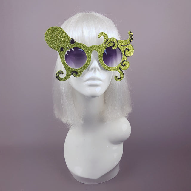 "Envuelto" Lime Green Glitter Octopus Sunglasses