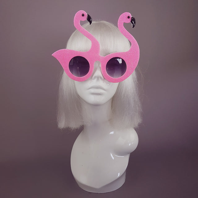 "Flouncy Magoo" Neon Pink Glitter Flamingo Sunglasses