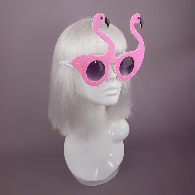"Flouncy Magoo" Neon Pink Glitter Flamingo Sunglasses