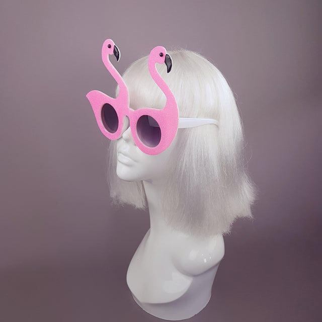 "Flouncy Magoo" Neon Pink Glitter Flamingo Sunglasses