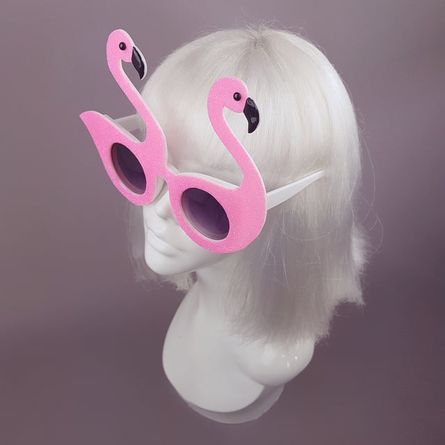 "Flouncy Magoo" Neon Pink Glitter Flamingo Sunglasses