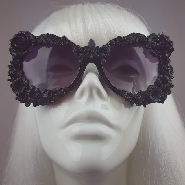 "Noonwraith" Black Rose Filigree Sunglasses
