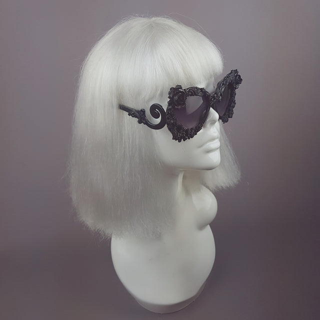 "Noonwraith" Black Rose Filigree Sunglasses