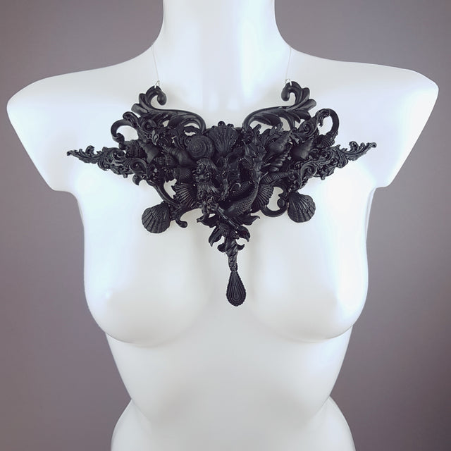 "Mondao" Ornate Black Mermaid Filigree Neckpiece