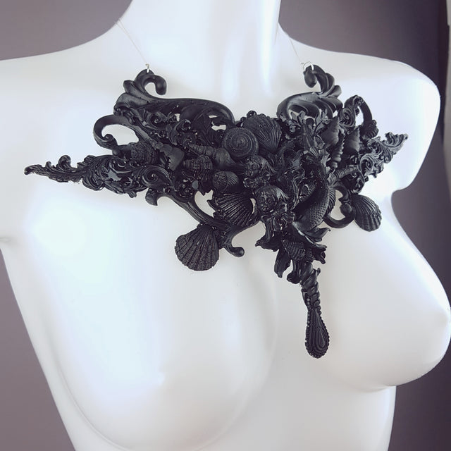 "Mondao" Ornate Black Mermaid Filigree Neckpiece