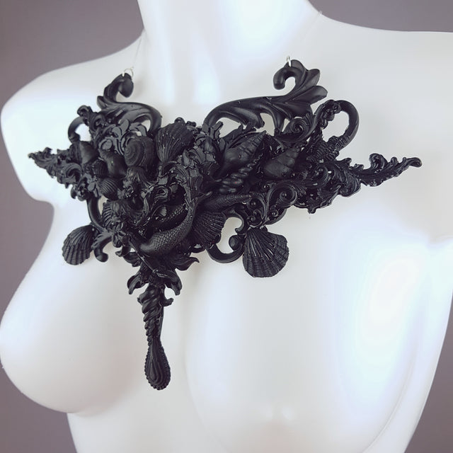 "Mondao" Ornate Black Mermaid Filigree Neckpiece