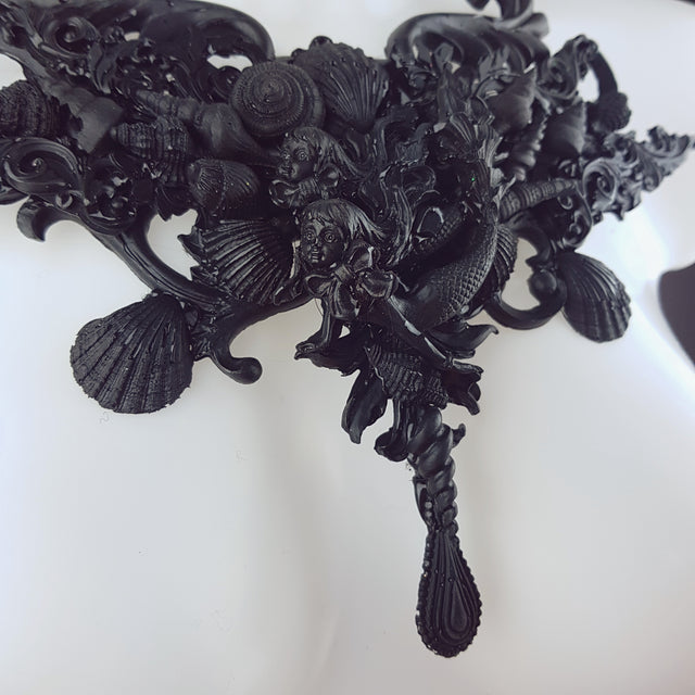 "Mondao" Ornate Black Mermaid Filigree Neckpiece