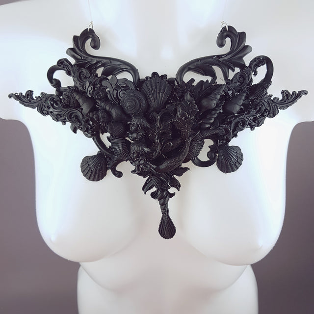 "Mondao" Ornate Black Mermaid Filigree Neckpiece