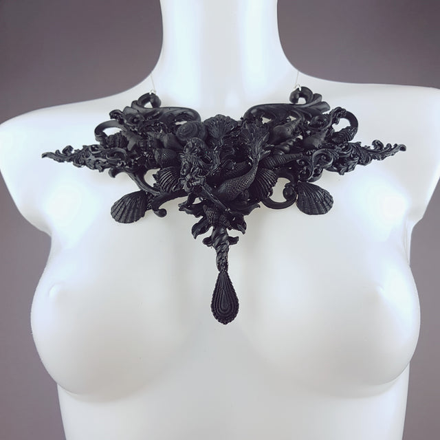 "Mondao" Ornate Black Mermaid Filigree Neckpiece