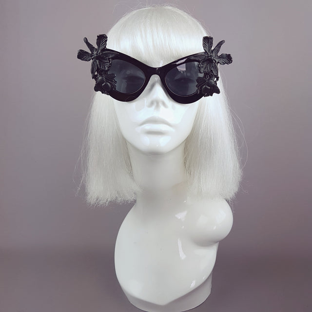 "Nimue" Black Orchid & Bee Catseye Sunglasses