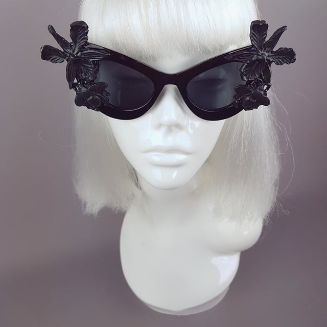 "Nimue" Black Orchid & Bee Catseye Sunglasses