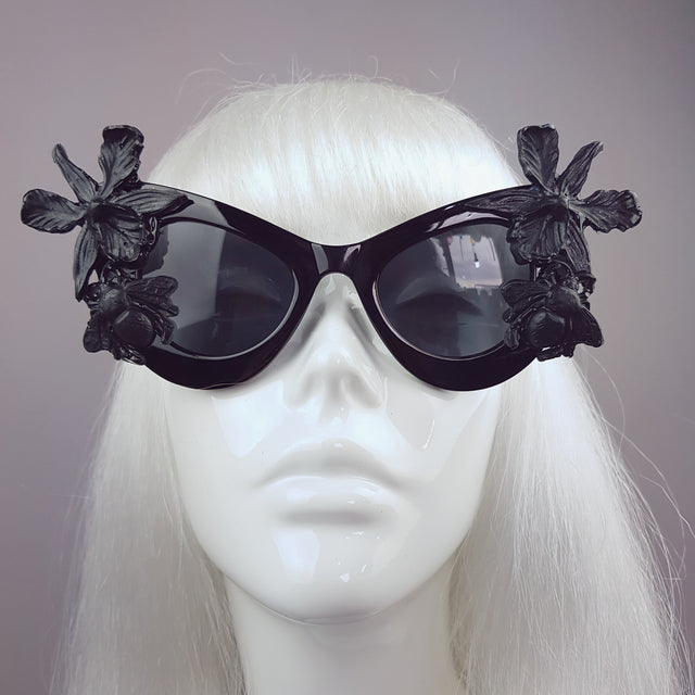 "Nimue" Black Orchid & Bee Catseye Sunglasses