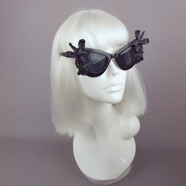 "Nimue" Black Orchid & Bee Catseye Sunglasses