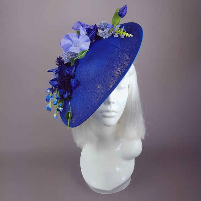 "Delphine" Navy Blue Flowers Fascinator Hat