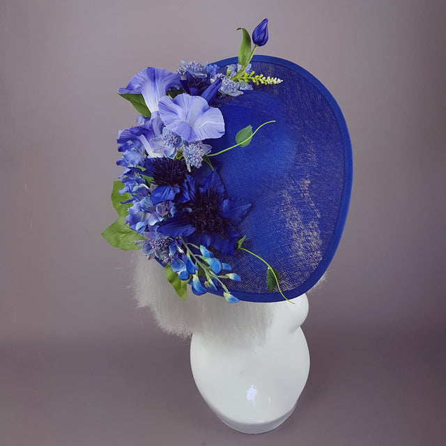 "Delphine" Navy Blue Flowers Fascinator Hat