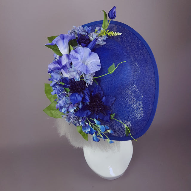 "Delphine" Navy Blue Flowers Fascinator Hat