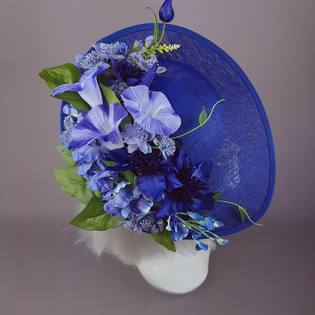 "Delphine" Navy Blue Flowers Fascinator Hat