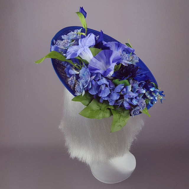 "Delphine" Navy Blue Flowers Fascinator Hat