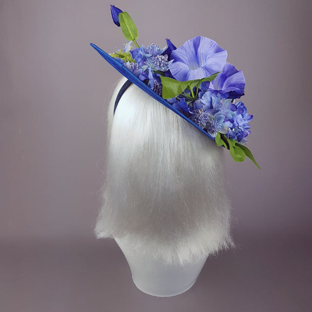 "Delphine" Navy Blue Flowers Fascinator Hat