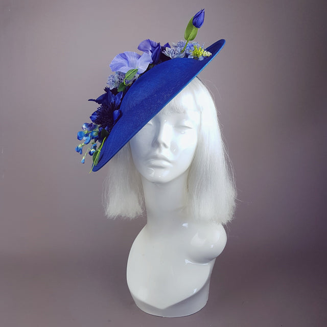 "Delphine" Navy Blue Flowers Fascinator Hat