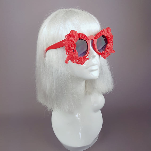"Onoskelis" Red Filigree & Cherub Baroque Sunglasses