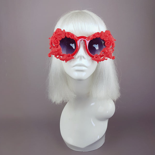 "Onoskelis" Red Filigree & Cherub Baroque Sunglasses