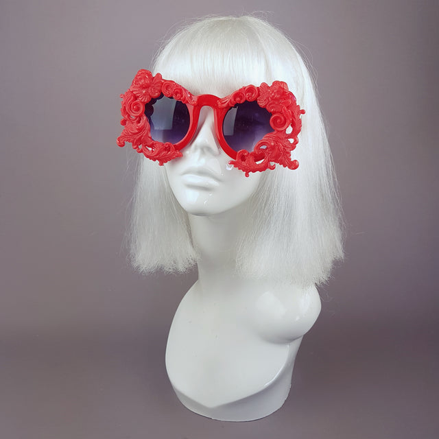 "Onoskelis" Red Filigree & Cherub Baroque Sunglasses