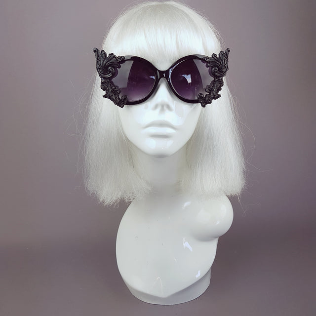 "Proserpine" Opulent Black Filigree Sunglasses