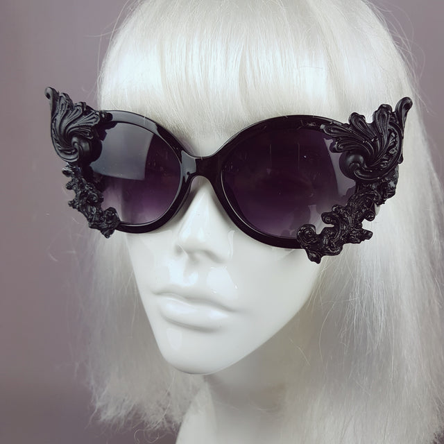 "Proserpine" Opulent Black Filigree Sunglasses