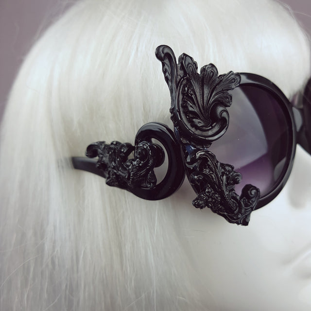 "Proserpine" Opulent Black Filigree Sunglasses
