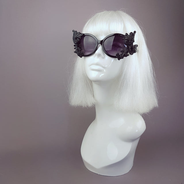 "Proserpine" Opulent Black Filigree Sunglasses