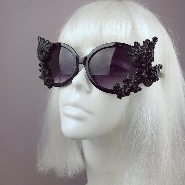 "Proserpine" Opulent Black Filigree Sunglasses