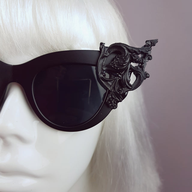 "Yachemi" Black Cats Eye Baroque Sunglasses