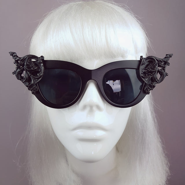 "Yachemi" Black Cats Eye Baroque Sunglasses