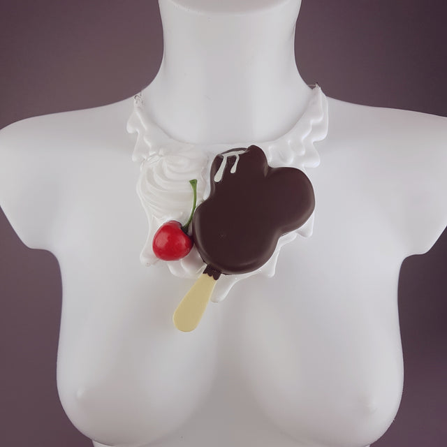 "Goteo" Chocolate Ice Cream & Cherry Neckpiece