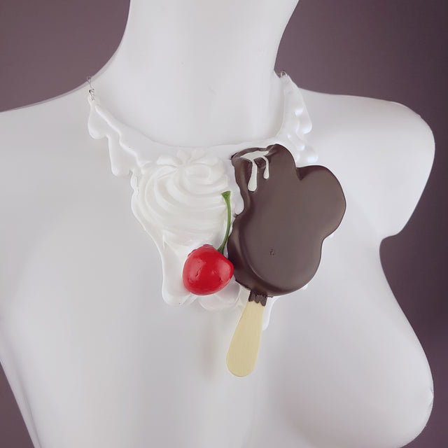 "Goteo" Chocolate Ice Cream & Cherry Neckpiece